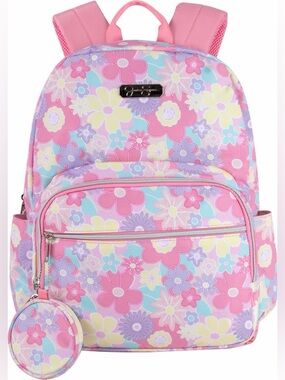 Jessica Simpson 2 Piece Laptop Backpack with Matching Keychain Coin Purse